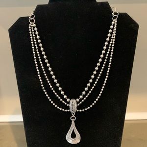 Silpada Oxidized Sterling Silver Triple Strand Necklace w-Pendant